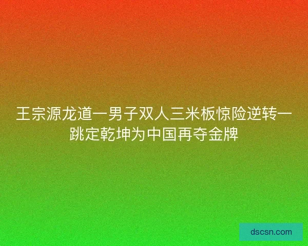 王宗源龙道一男子双人三米板惊险逆转一跳定乾坤为中国再夺金牌